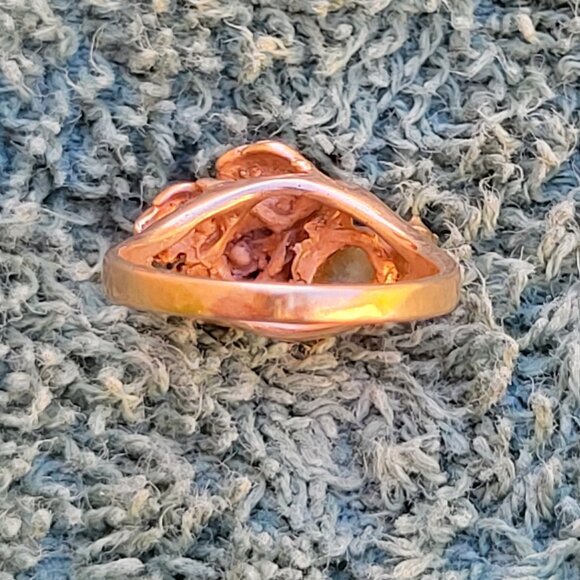 CUSTOM-MADE 14k GOLD, OPAL & DIAMOND RING - Picture 4 of 5